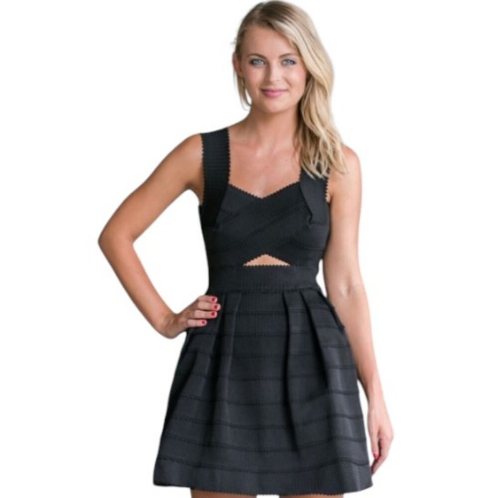 Hot and Delicious black A-line bandage cutout mini dress size S